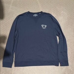 Men's Navy Blue Crewneck  Lightweight Sweatshirt Faherty  xxl